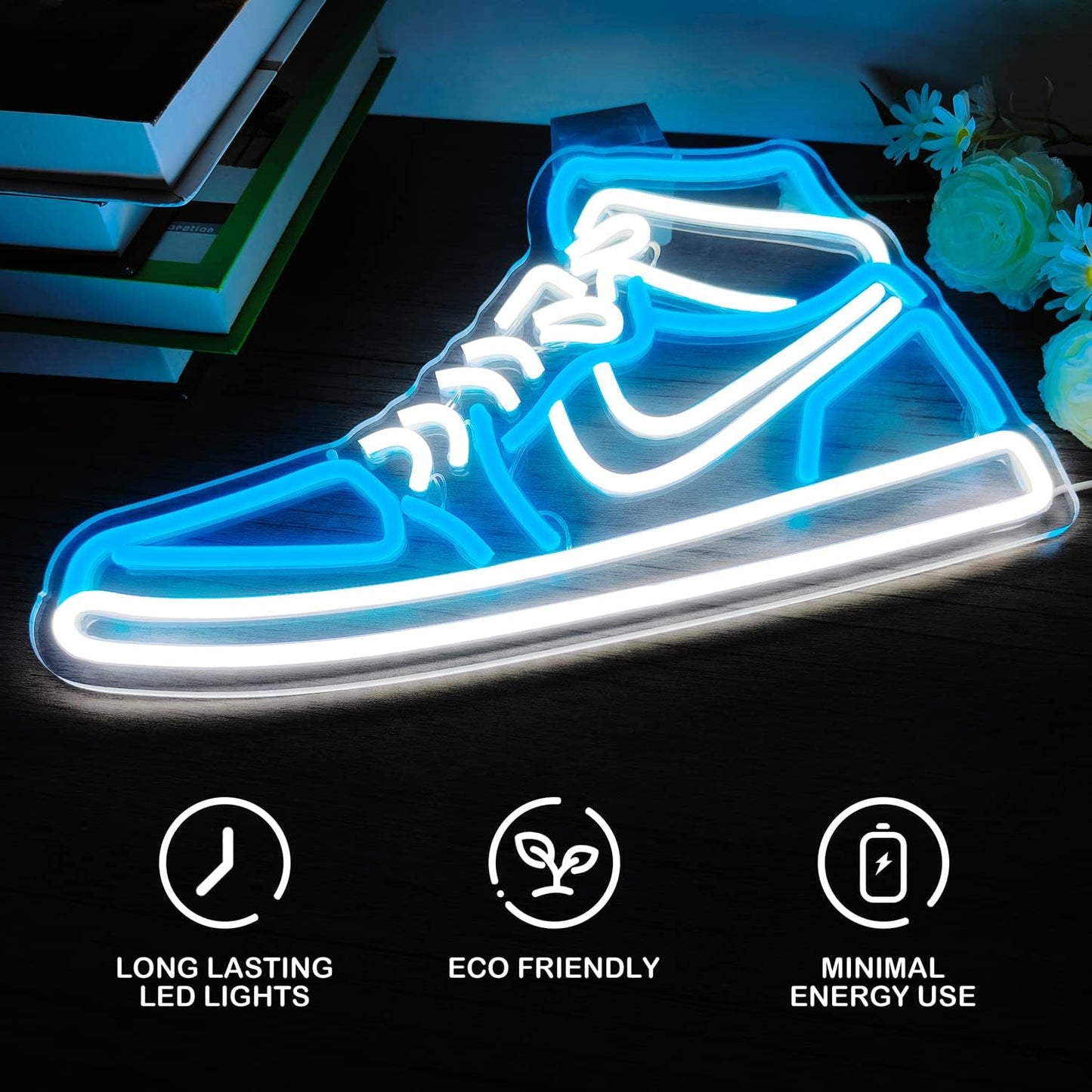 Neon Sign Sports Shoe Neon Signs for Wall Dimmable LED Boys Neon Lights for Bedroom Man Cave Home Party Neon Bar Sign Shoes Light up Signs