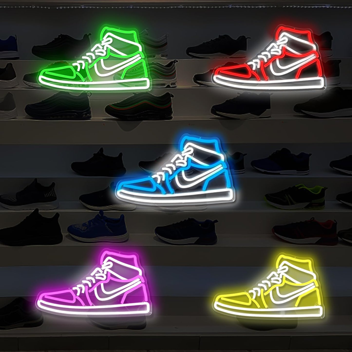 Neon Sign Sports Shoe Neon Signs for Wall Dimmable LED Boys Neon Lights for Bedroom Man Cave Home Party Neon Bar Sign Shoes Light up Signs